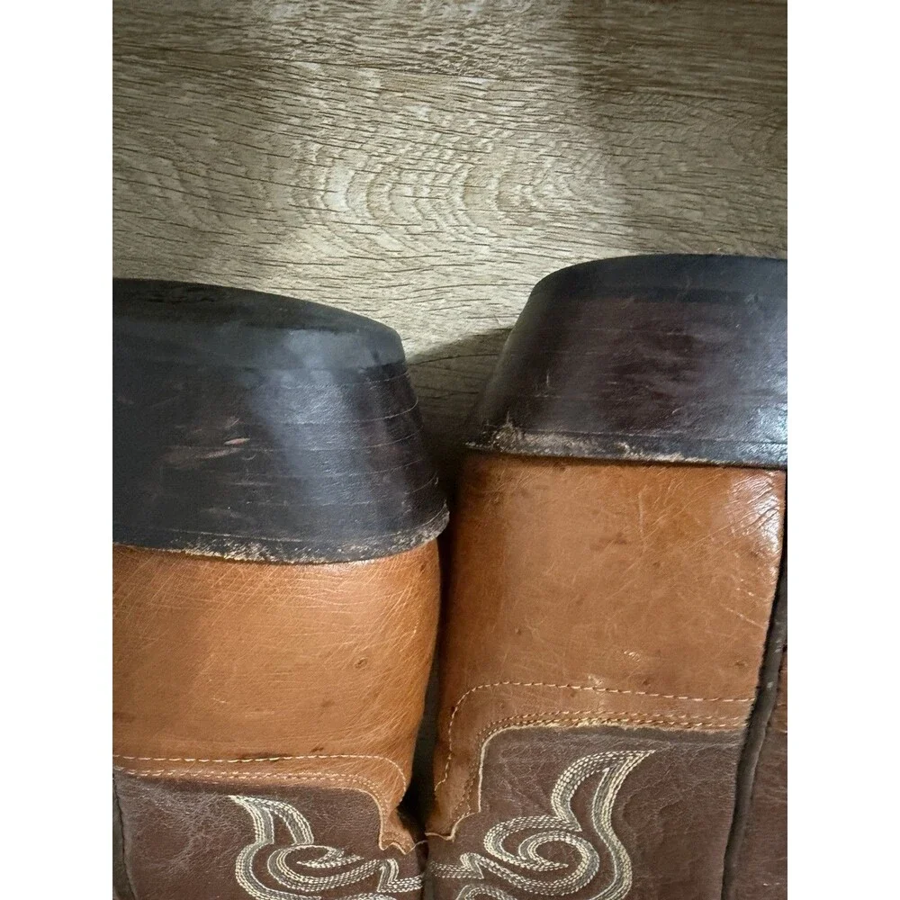 Luchesse 2000 Mens Western Cowboy Boots Brown Leather Embroidered US Size 10D